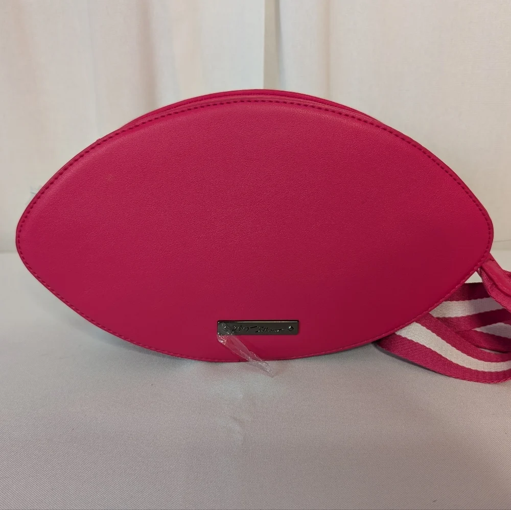 Betsey Johnson Football Pink Rhinestone Studded Crossbody Purse Novelty NWT - Picture 6 of 12